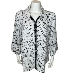 Habitat Button-front Shirt Top Blouse L White Black Dots